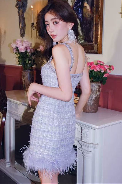 Tweed rhinestone suit dress