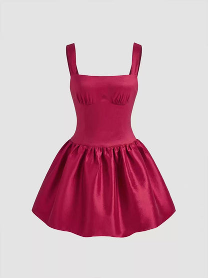camisole waist slim sleeveless mini dress in red