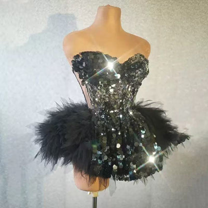 Corset Tulle Trimmed Skirt Set