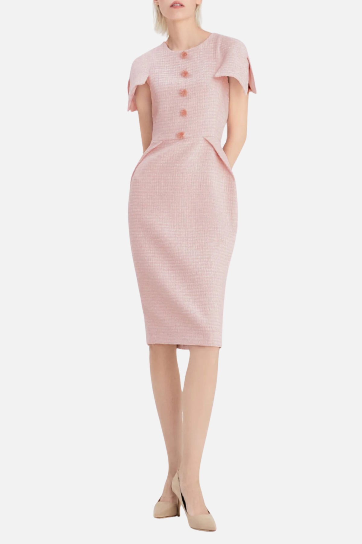 PINK TWEEDS BODYCON MIDI DRESS
