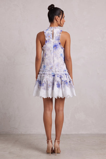 White Chiffon A-Line Tiered Drop-Waist Dress white chiffon dress - product view 3