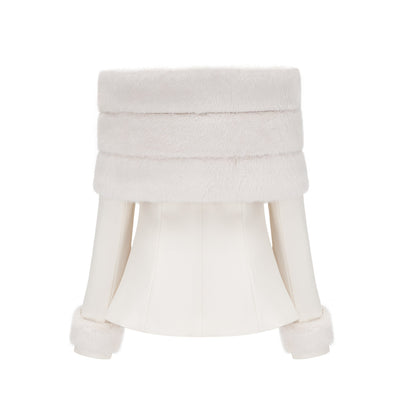 fur jacket & skirt matching set