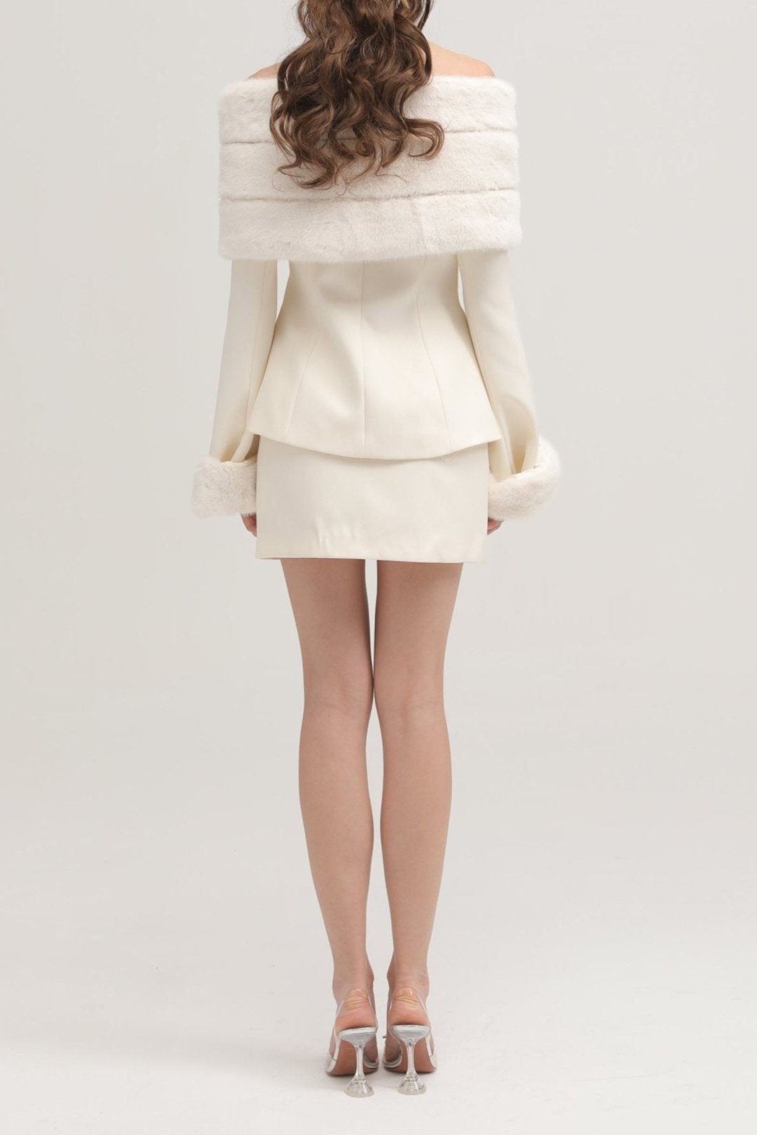 fur jacket & skirt matching set