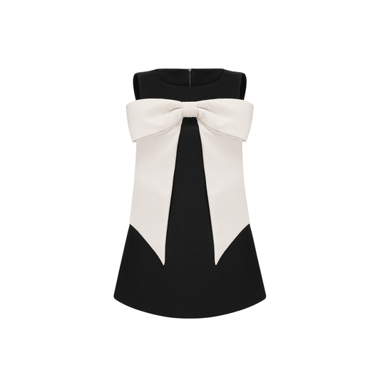 Camillei bowknot black mini dress