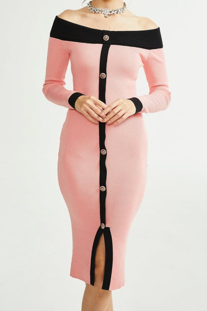 Carine pink midi dress