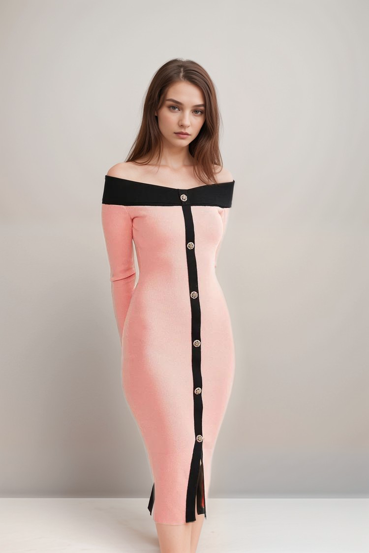 Carine pink midi dress