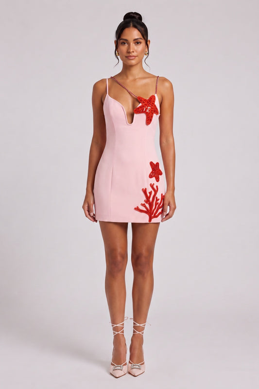 light pink structured crepe fitted sheath dress light pink structured crepe dress - product view 1