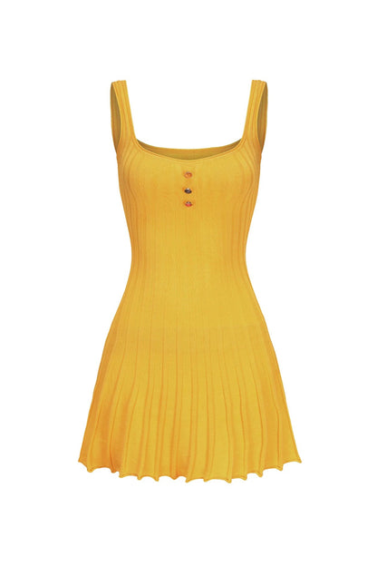 doris Golf knitted suspender mini dress in yellow