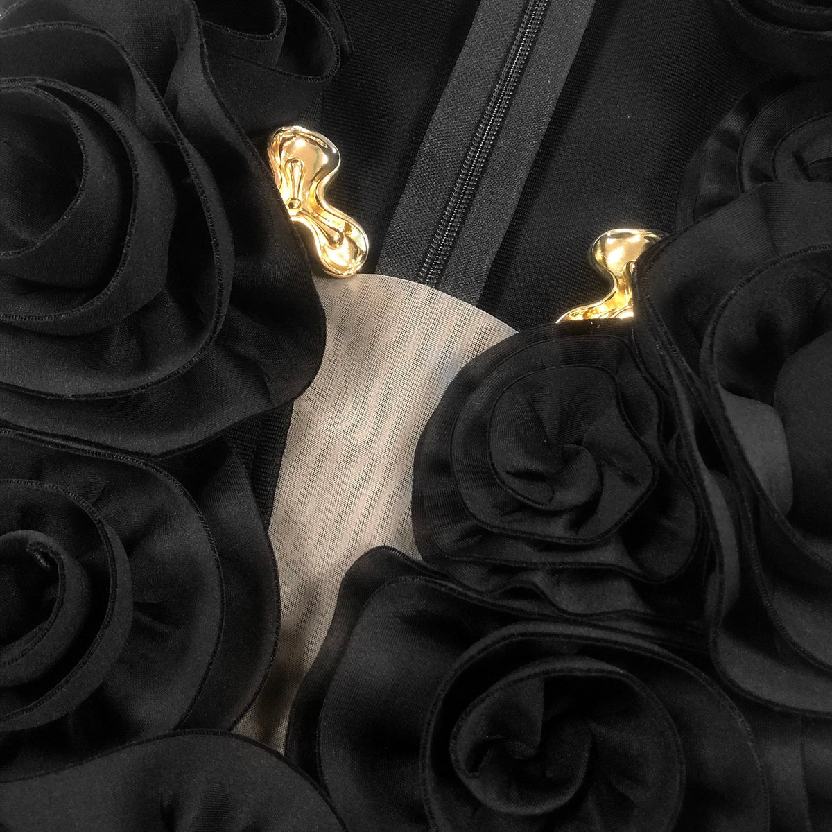 ruffled top with gold accents maxi dress