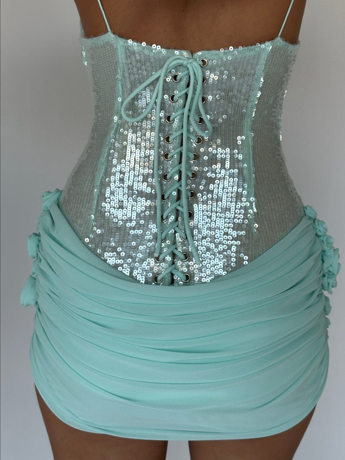 Molly Sequin chiffon Mini Dress in mint