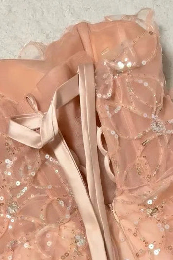 Nude Beaded Strapless Maxi Dress Premium Fabric - product view 6