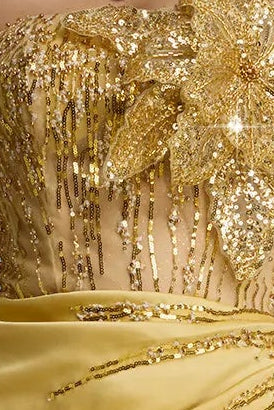 Gold Sequin Floral Strapless Mermaid Gown Premium Fabric - product view 7
