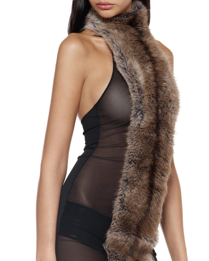eartha Strapless Mesh Furry Mini Dress