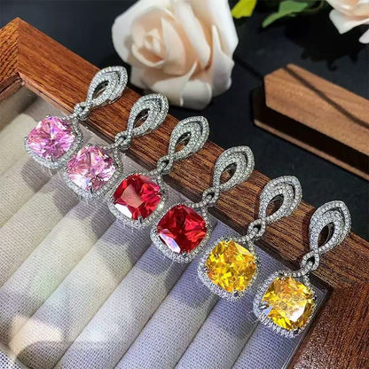 Helen Cushion Cut Gemstone Sterling Silver Earrings