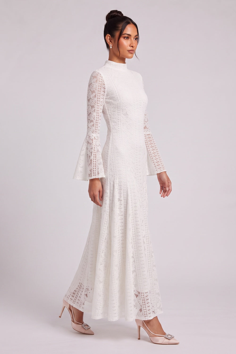 white lace a-line dress white lace dress - product view 3