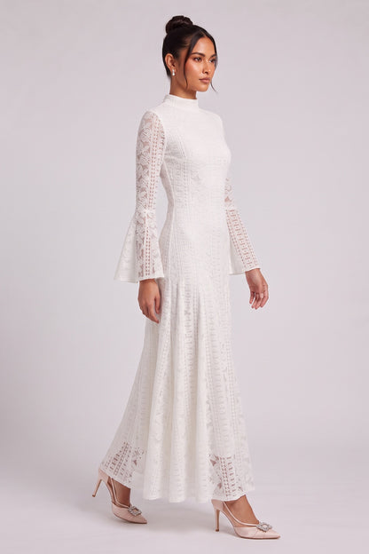 white lace a-line dress white lace dress - product view 3