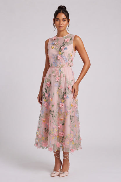 pale pink tulle A-line dress pale pink tulle dress - product view 1