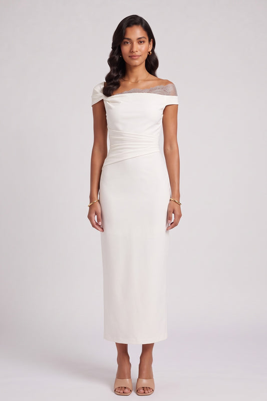 off-white crepe sheath dress off-white crepe dress - product view 3