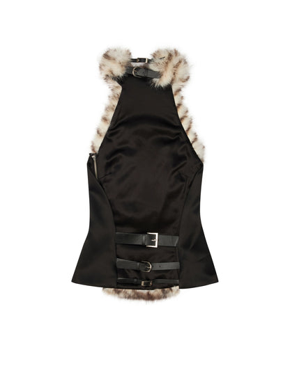 dora halter Backless Furry Top