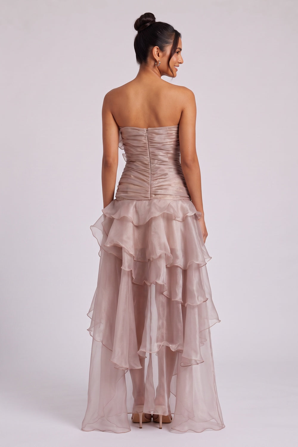 Dusty Rose Organza High-Low Asymmetrical Dress dusty rose organza dress - product view 5