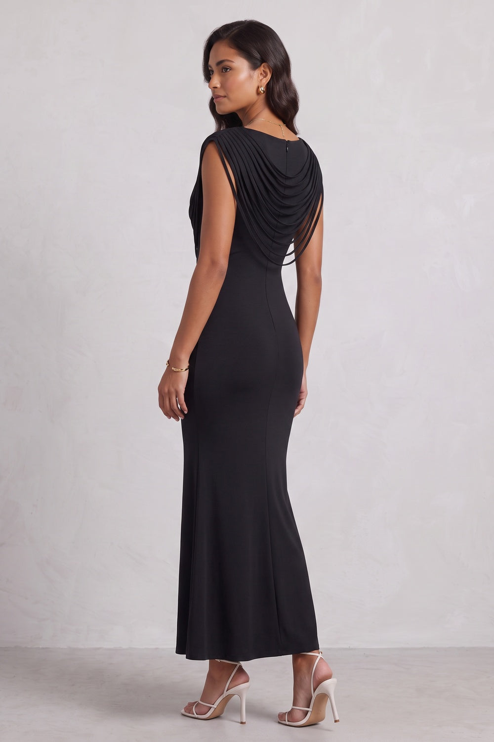 black stretchy jersey knit mermaid dress black stretchy jersey knit dress - product view 2