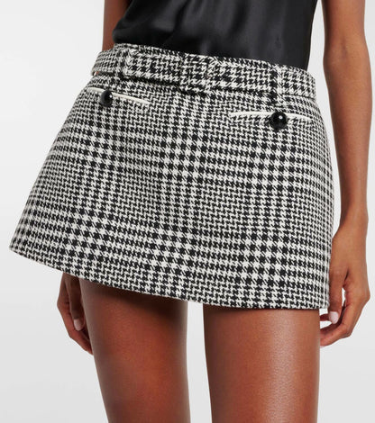 virginia Houndstooth Crystal mini skirt - Black/White