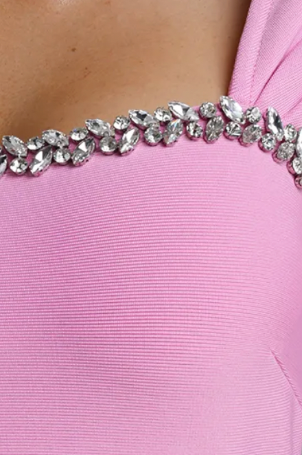 bubblegum pink heavy stretch knit bodycon dress