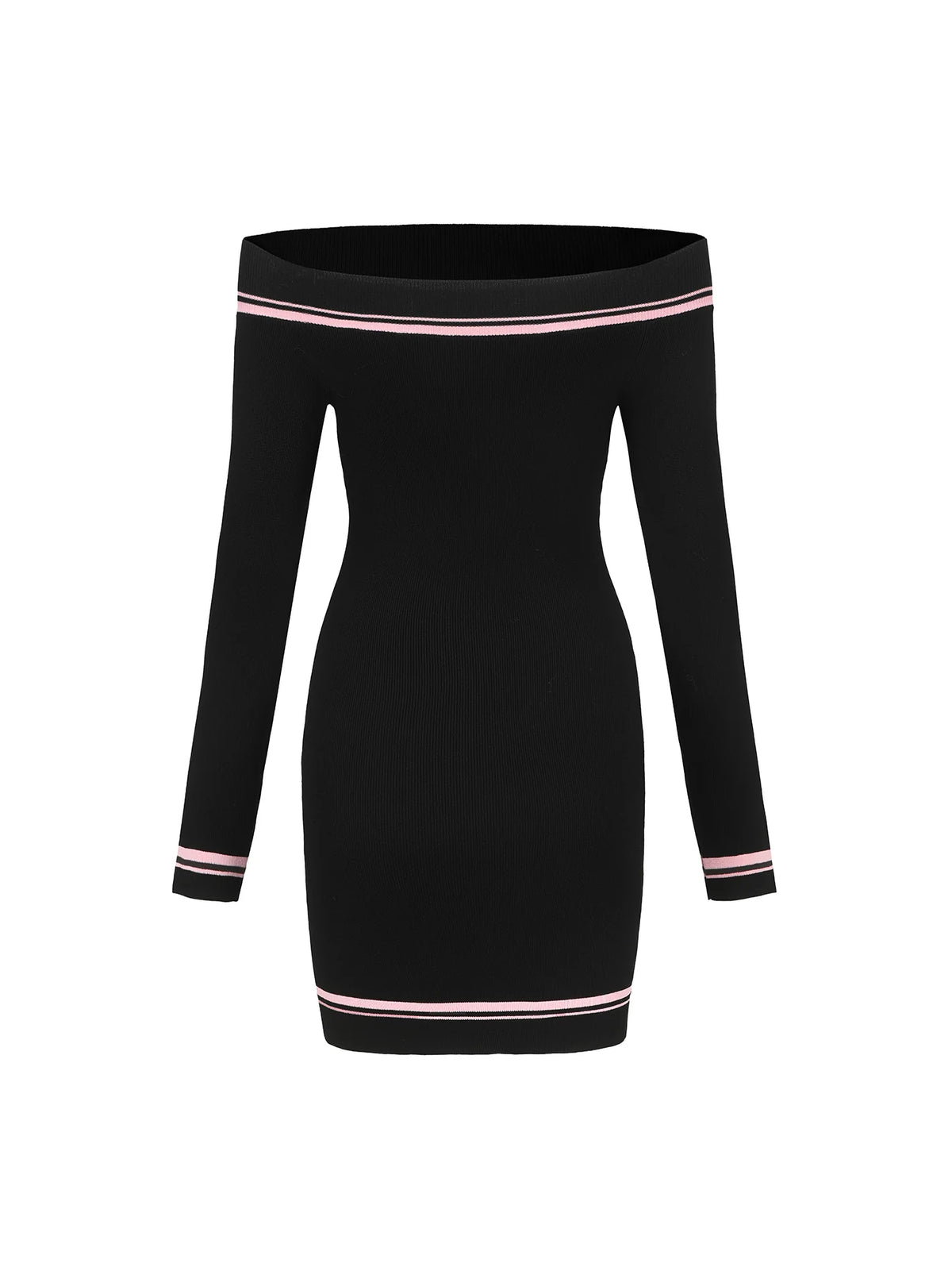 vanessa off-shoulder Knit mini Dress in black