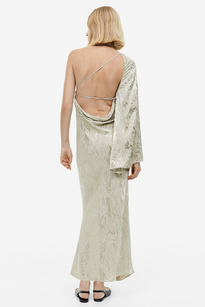 Jacquard-Weave One-Shoulder Dress