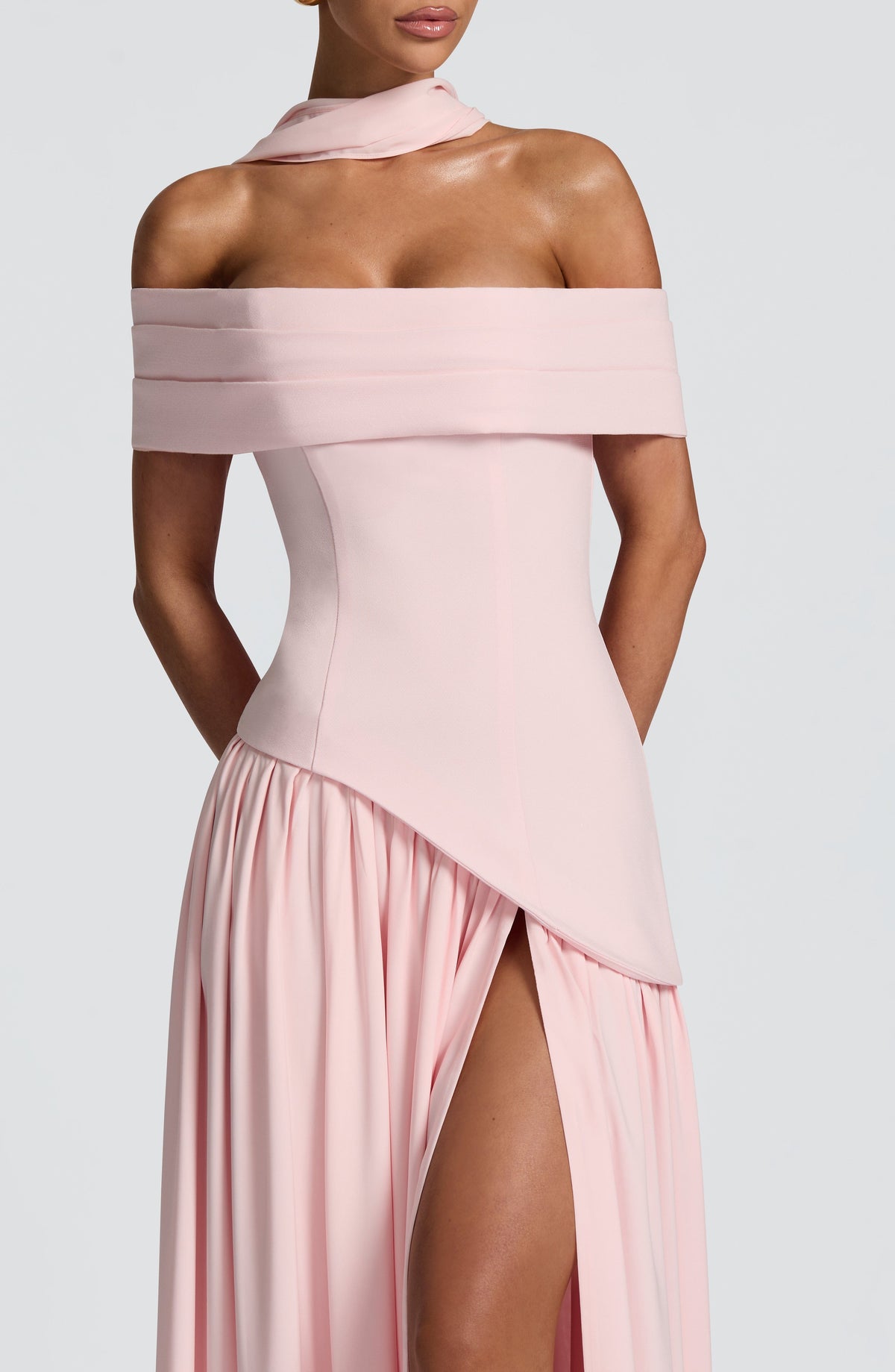 dorothy off-shoulder high slit Maxi Dress - blush