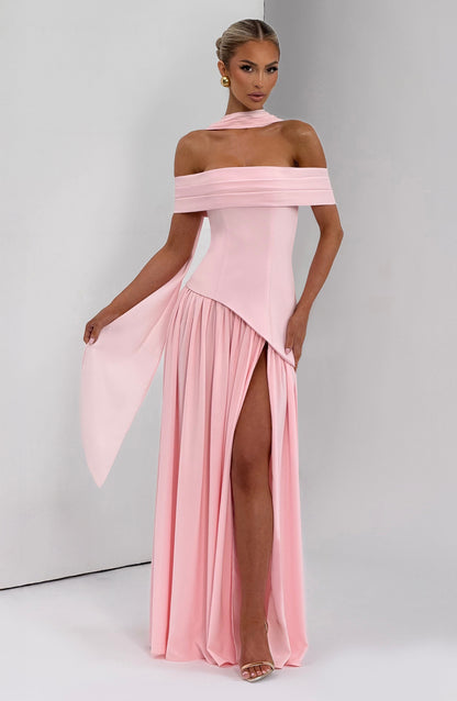 dorothy off-shoulder high slit Maxi Dress - blush