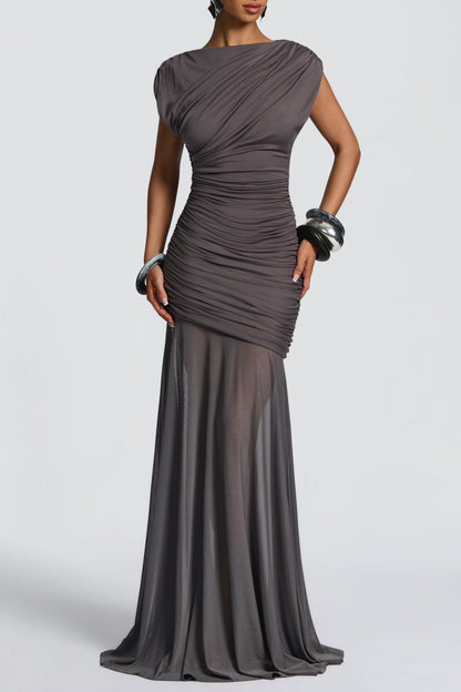 eileen ruched sleeveless Maxi Dress - Charcoal
