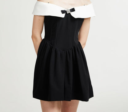 Deniece off-the-shoulder black mini dress