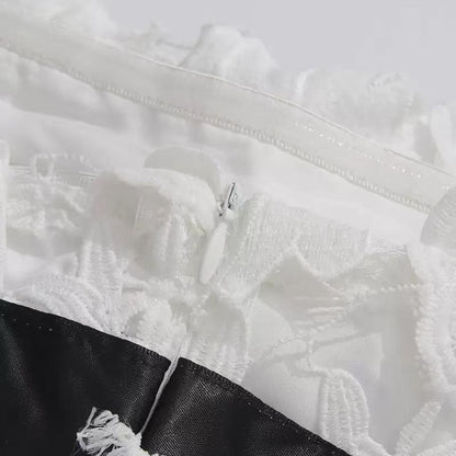 Strapless Flower Embroidery Maxi Dress In White