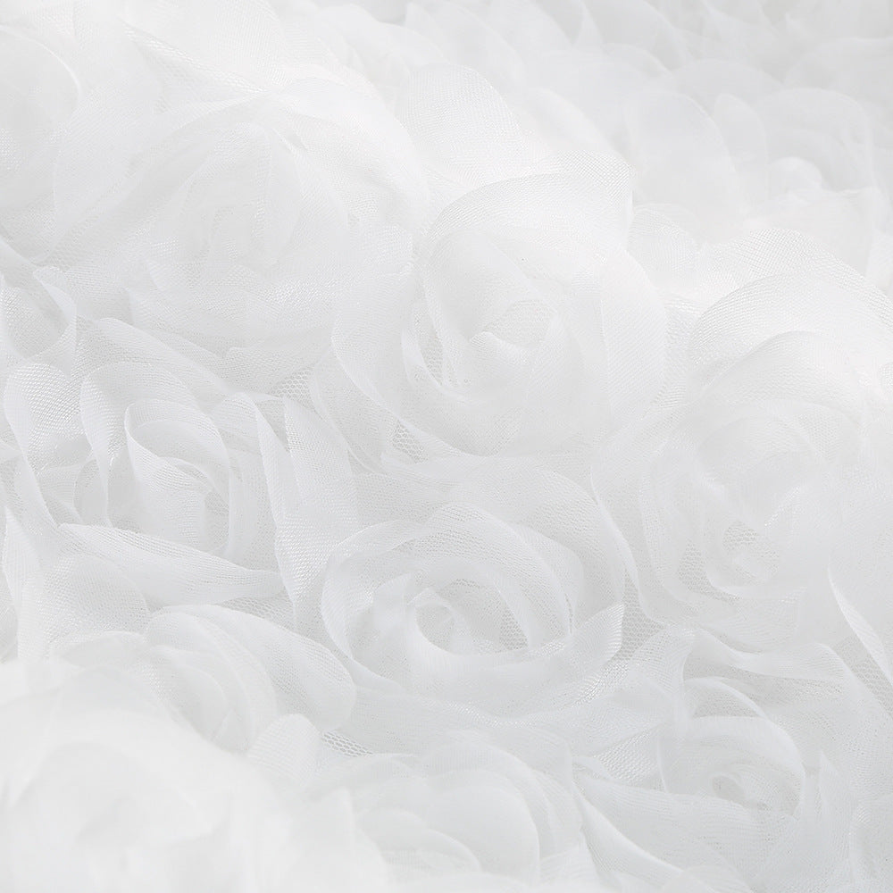 susanna 3D Flower Applique maxi Dress in white