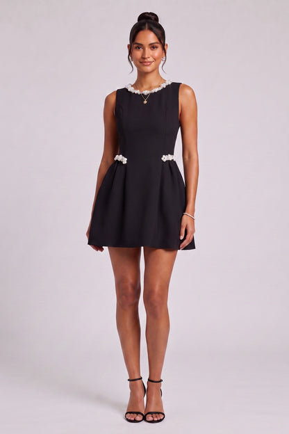 Black Pearl-Embellished Mini Dress Premium Fabric - product view 5