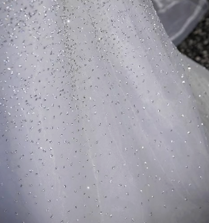 Silver Tulle A-Line Evening Gown