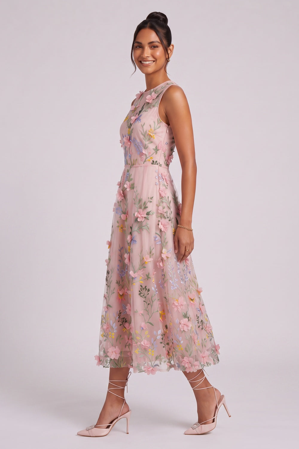 pale pink tulle A-line dress pale pink tulle dress - product view 2
