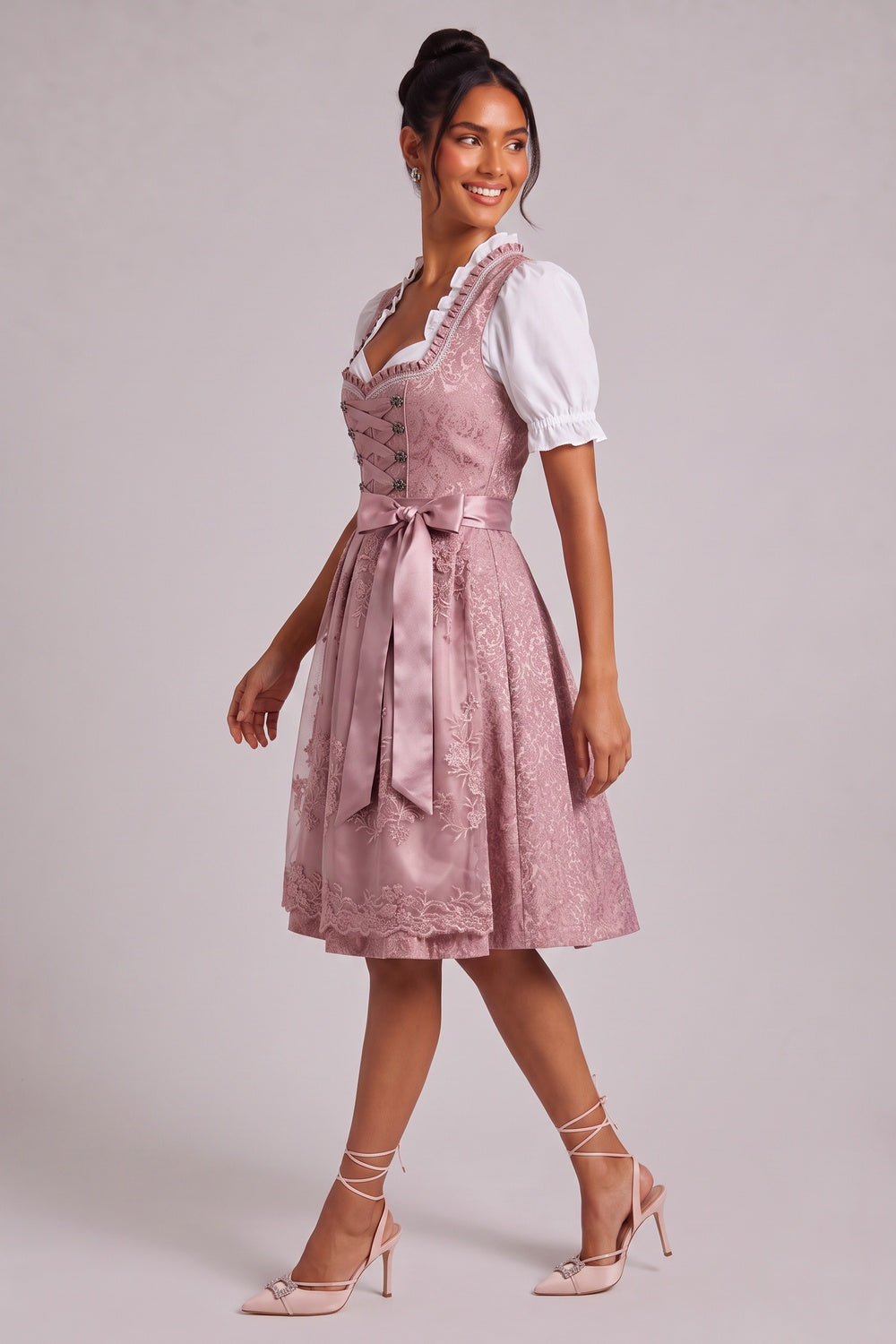 Dusty pink Jacquard/brocade Fit-and-flare Dirndl set Dusty pink Jacquard/brocade Dirndl set - product view 3