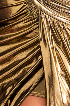 Gold Metallic One-Shoulder Maxi Dress