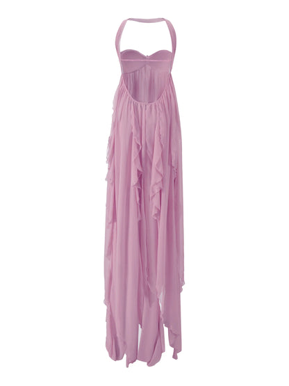 LACE IRREGULAR MAXI DRESS IN Purple