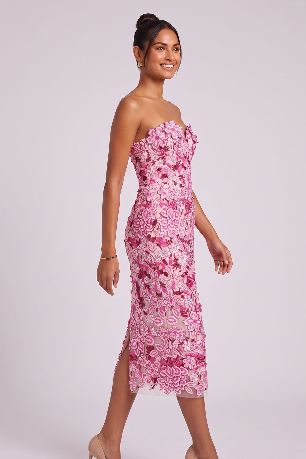 pink mesh sheath dress pink mesh dress - product view 2