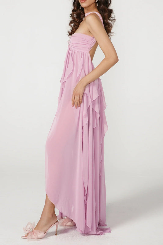 LACE IRREGULAR MAXI DRESS IN Purple