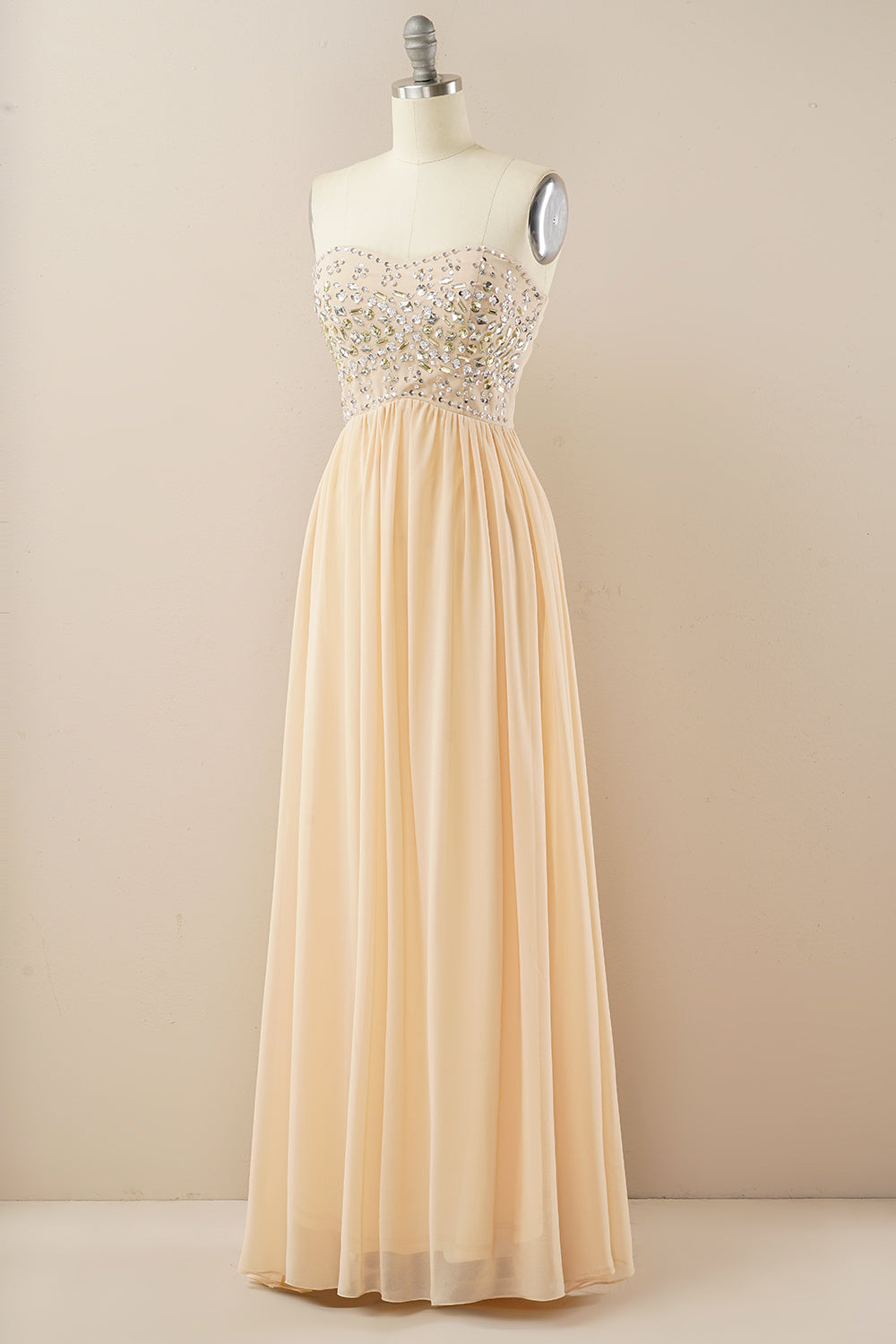 Champagne Sweetheart A Line Chiffon Prom Dress