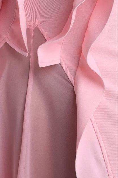 Light Pink Smooth structured fabric bodice Fitted bodice with A-line flared skirt Dress