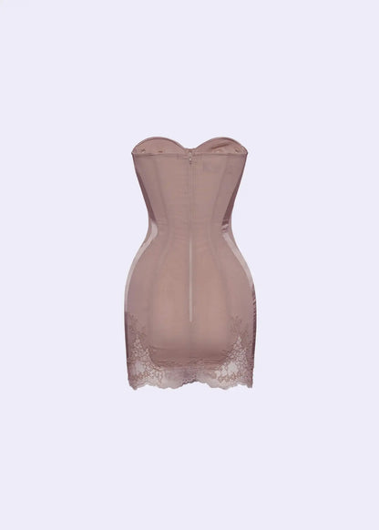 sherry Nude Cord Lace Bustier Mini dress