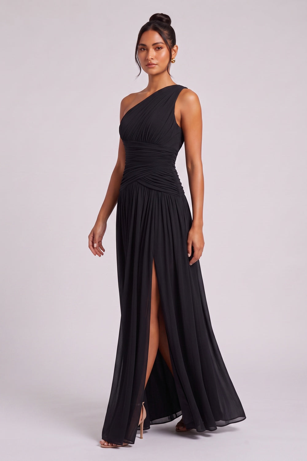 black chiffon a-line gown black chiffon gown - product view 3