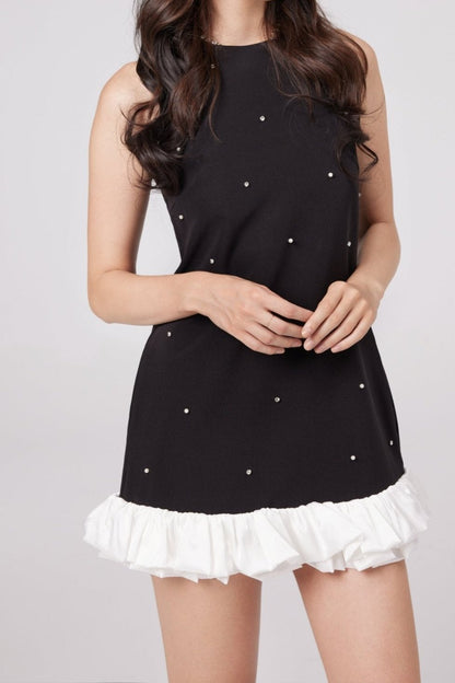off shoulder mini dress in black
