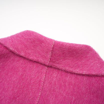Oversized Wide Lapel Rhinestone Button Wool Coat