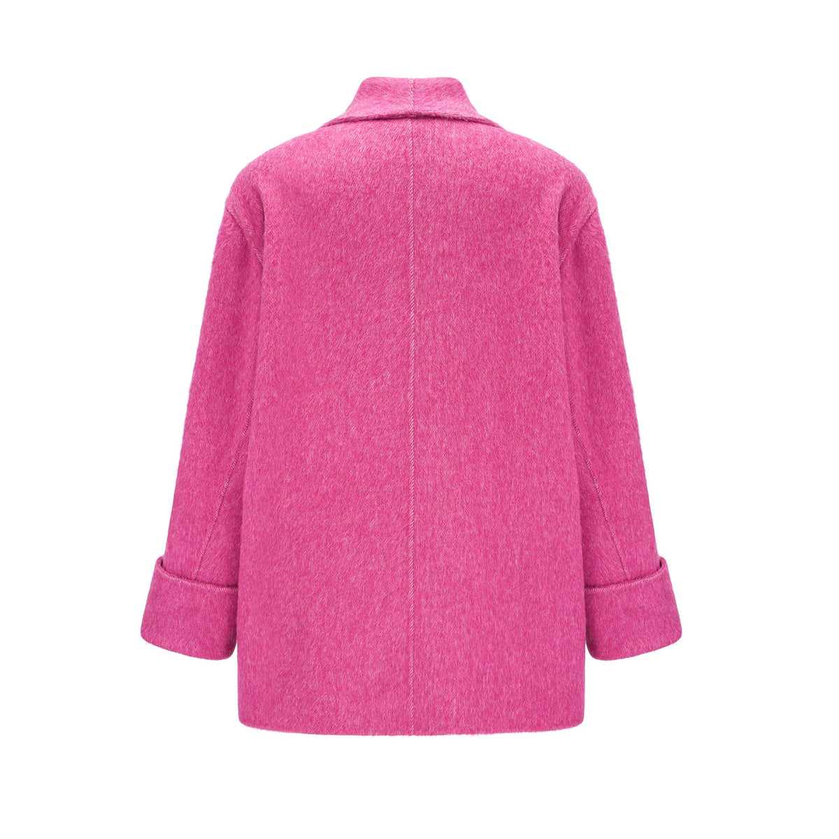 Oversized Wide Lapel Rhinestone Button Wool Coat